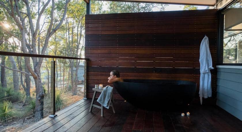 Outside bathtub at Bina Maya Yallingup Escape, Dunsborough luxury resorts