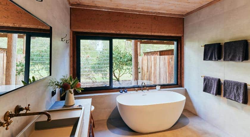 View of bathroom at Burnside Organic Farm, luxury accommodation in Margaret River