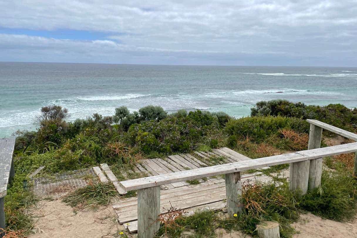 view of wooden entry at Gnoocardup Beach