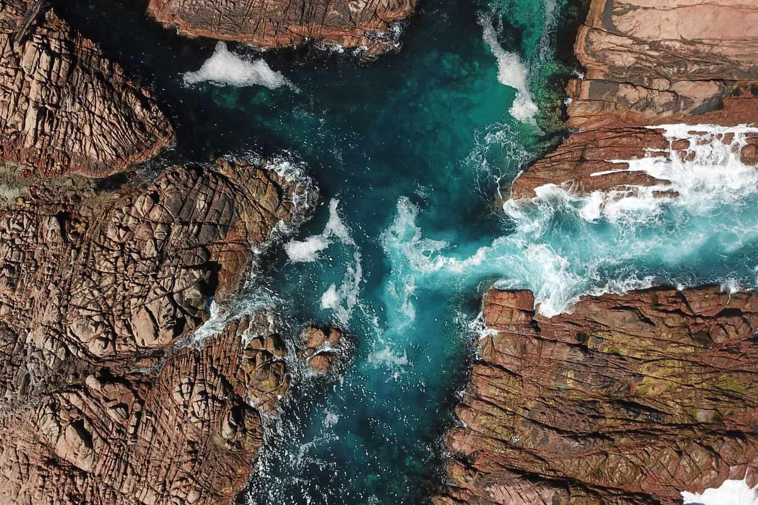 view of canal rocks from above