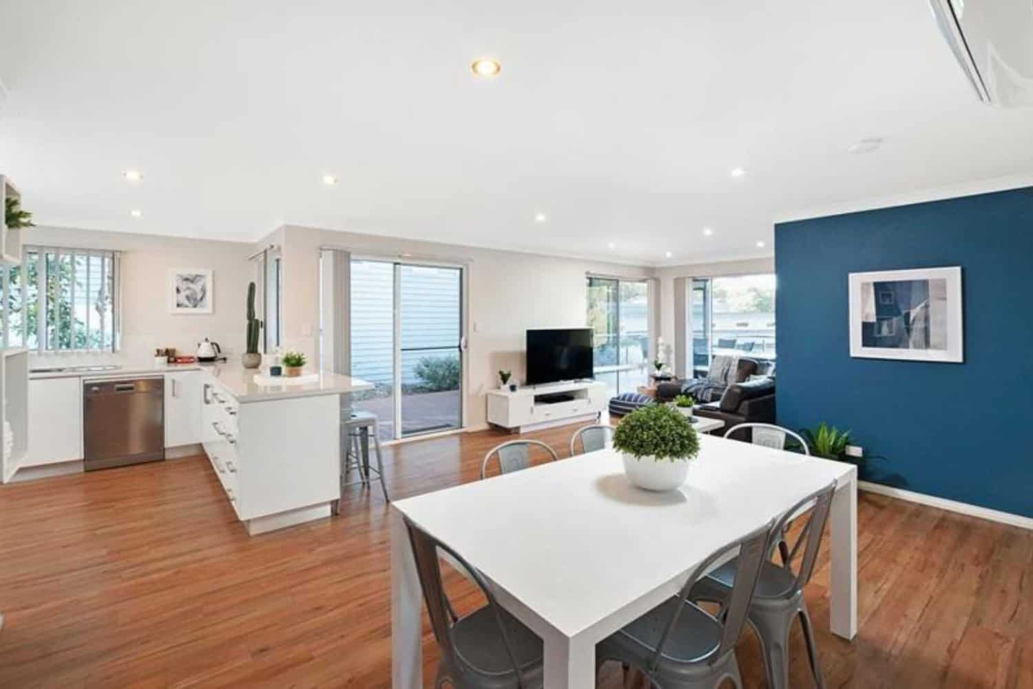 Open plan living area at Forest View, luxury accommodation Dunsborough WA