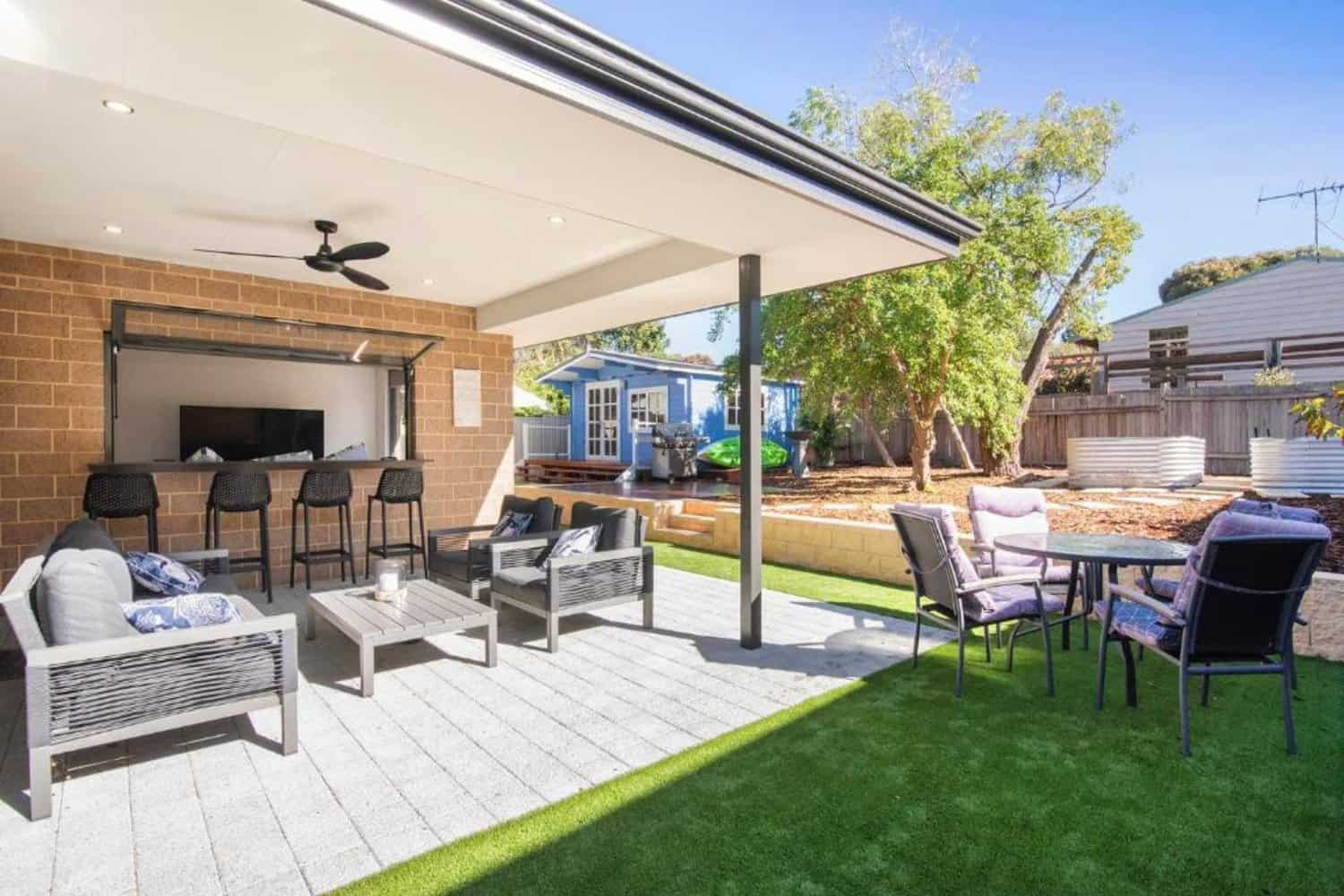 View of back garden area at Milly's, luxury houses Dunsborough