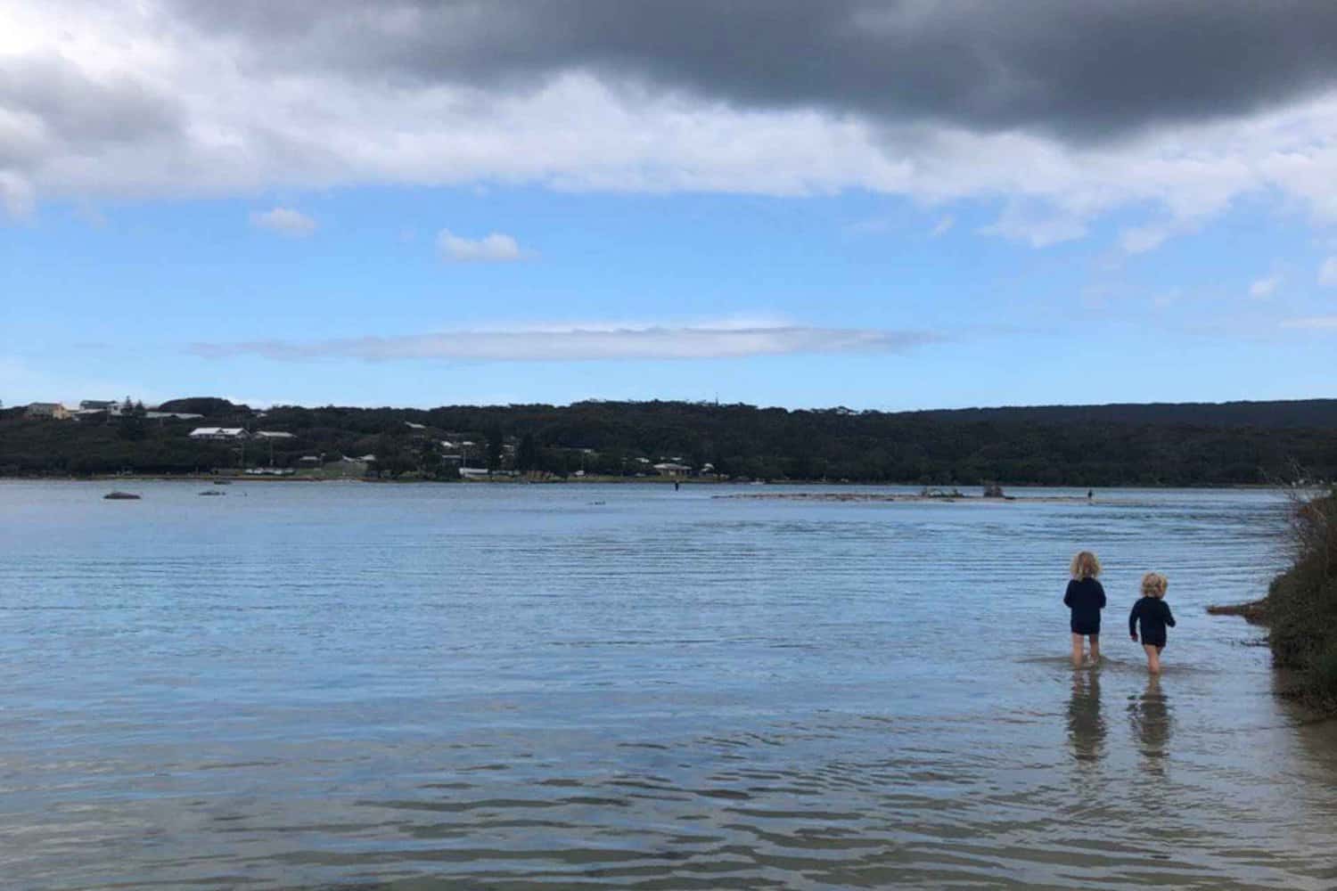 Where is Margaret River, is a huge region, with a huge variety of attractions, here, some young children walk through the estuary down in Augusta