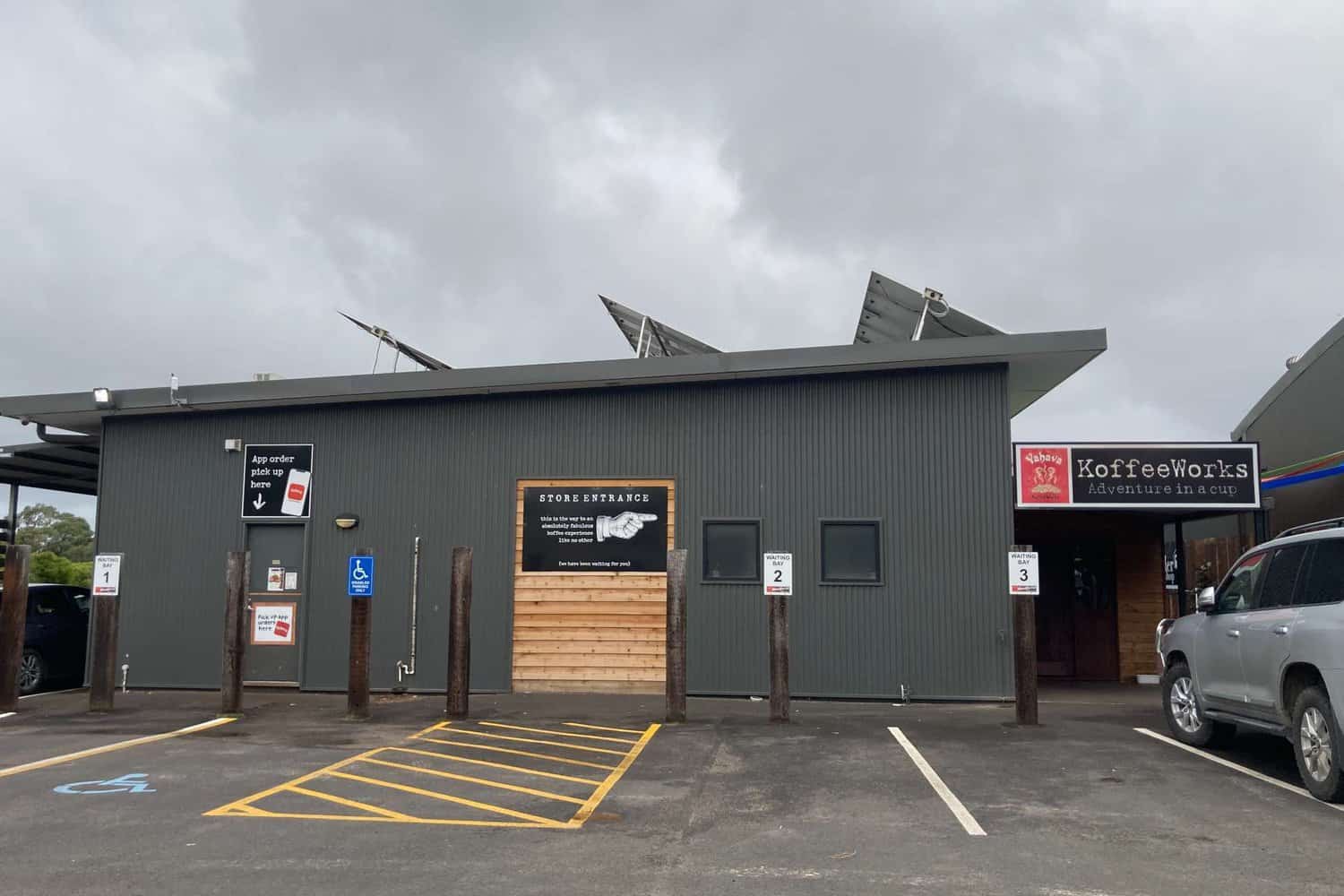 Exterior view of Yahava KoffeeWorks, a renowned Margaret River destination for coffee enthusiasts seeking the best coffee experience in the region.